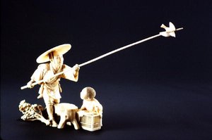 Fermier et oiseau, période Meiji (1868-1912)